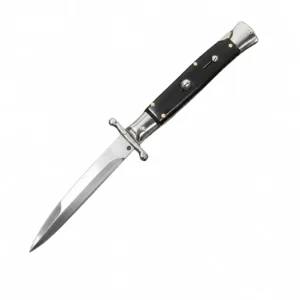 Italian Mafia Bullhorn Stiletto Knife with black handle